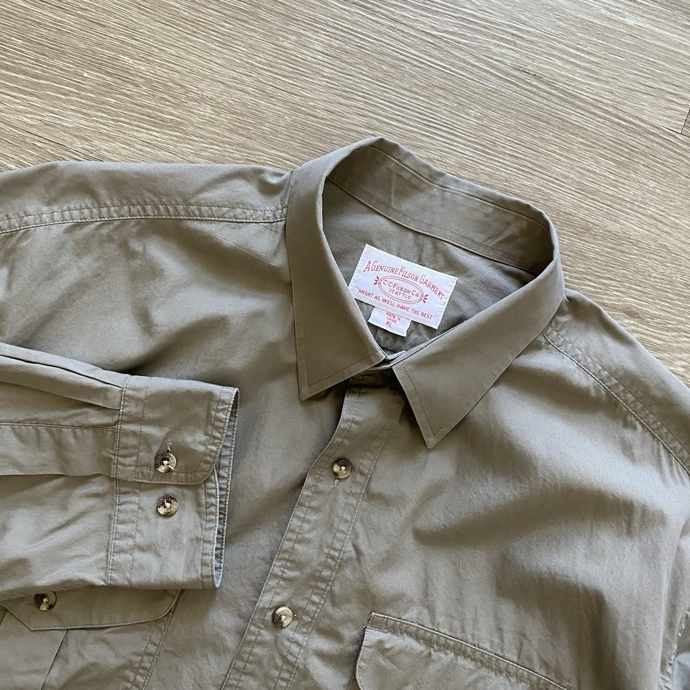 C.C. Filson 100% Cotton Long Sleeve Shirt Mens XL Brown Heritage Hunting Outdoor